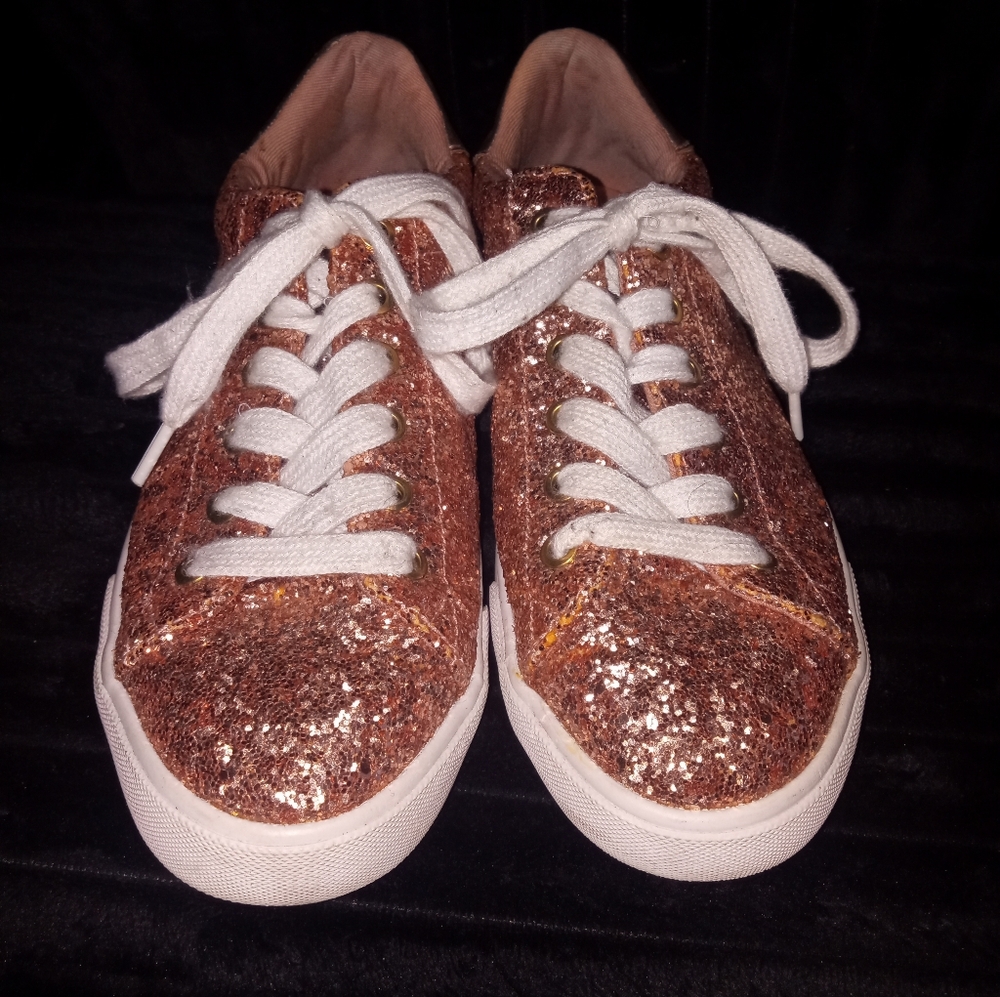 GUESS Rose Gold Sparkly Sneakers